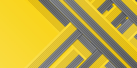 Bright sunny yellow dynamic abstract background. Modern grey yellow color. Fresh business banner for sales, event, holiday, party, halloween, birthday, falling. Fast moving 3d lines with soft shadow 