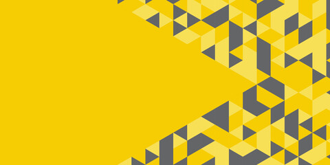 Yellow grey triangle abstract background. High contrast grey and yellow orange glossy stripes. Abstract tech graphic banner design. Vector corporate background