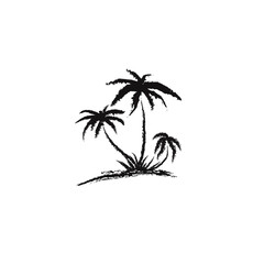 Palms tree isolated on white background. Silhouettes art brush tree palms. Vector
