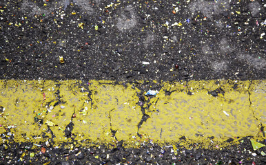 Colorful confetti on street