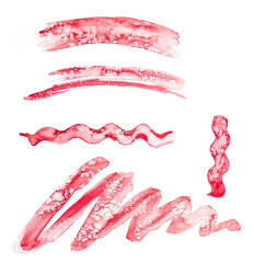 grüne , dekorative Linien, Kringel  oder  welle mit Aquarellfarbe isoliert hinter weißem Hintergrund