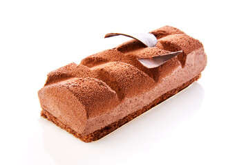 Chocolate Cake on white background.