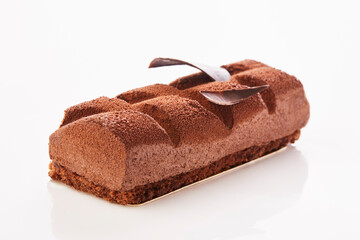 Chocolate Cake on white background.