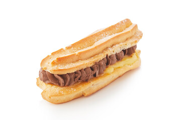 Tasty Chocolate éclair isolated on a white background