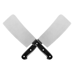 Kitchen accessories - Crossed two big kitchen knives. Isolated