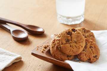 chocolate chip cookies and milk