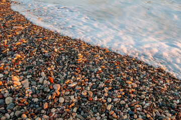 Macro shots, Beautiful nature scene. Pebbles on a Beach