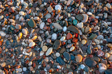 Macro shots, Beautiful nature scene. Pebbles on a Beach