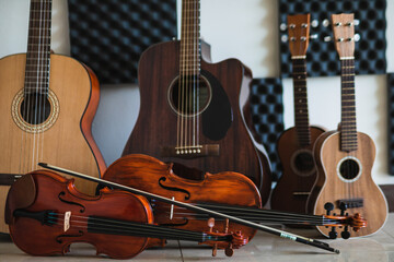 Naklejka na ściany i meble Instrumentos musicales para escuela de musica