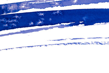 blauer Hintergrund Aquarell mit Salztechnik die wie Sterne oder Schneeflocken aussehen, winterlich,...