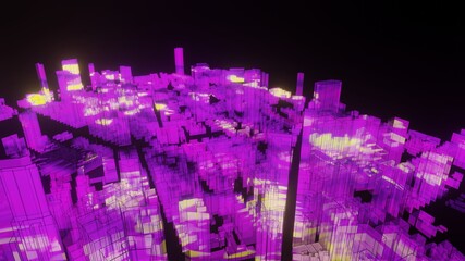 Purple City neon data science sci fi 3d-image render