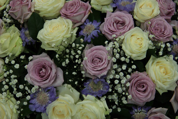 Purple and white wedding roses