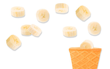 Creative layout made of fruit and cone for ice cream