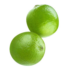 Two delicious limes, isolated on white background