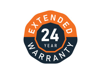 24 year warranty badges isolated on white background. 24 years Extended warranty