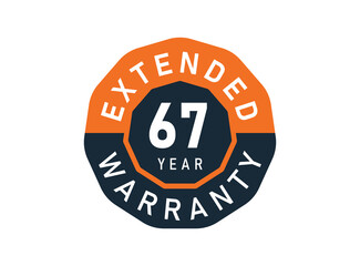 67 year warranty badges isolated on white background. 67 years Extended warranty
