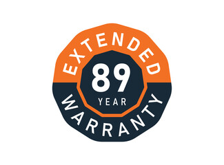 89 year warranty badges isolated on white background. 89 years Extended warranty