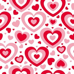 Naklejka na ściany i meble St Valentine’s Day. Seamless pattern with red and pink hearts.