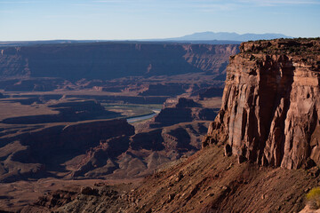 canyon with a riverbend in the bright southwest desert