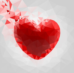 Naklejka na ściany i meble Heart made of triangles. Abstract background for valentine's day card. Vector illustration.
