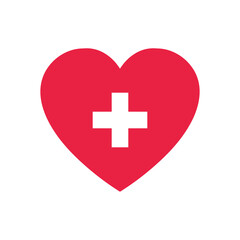 red heart and white cross icon
