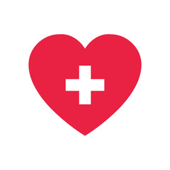Obraz premium red heart and white cross icon 