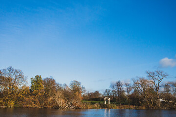 Landscape by river in Hyde Park, London, UK