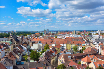 panoramic view of the city of Schweinfurt Germany from a high point