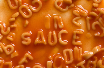 Message spelled out in pasta shapes