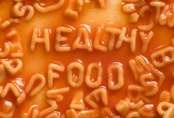 Message spelled out in pasta shapes