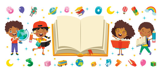 Fototapeta premium Happy Kid Studying And Learning
