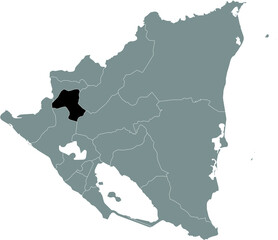 Black location map of the Nicaraguan Estelí department inside gray map of Nicaragua