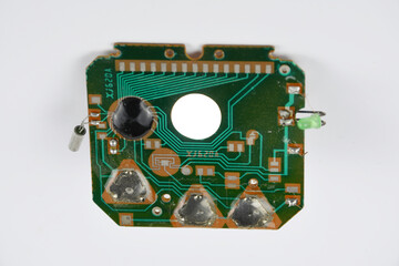 electronic circuit board with components, isolated on a white background