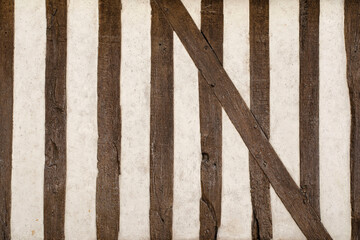 Texture of an old wooden and half-timbered house wall