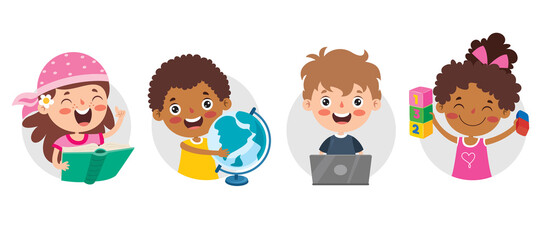 Happy Kid Studying And Learning