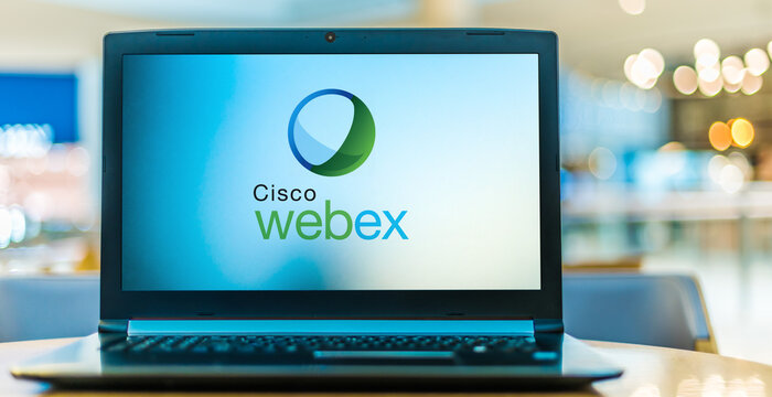Laptop computer displaying logo of Cisco Webex