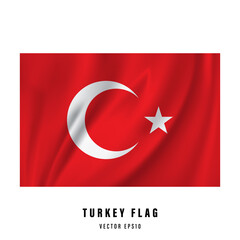 Turkey waving the flag. Realistic national flag vector design. Isolated.