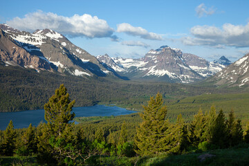 Mountains above Lower Two Medicine Lake near Glacier National Park in Montana