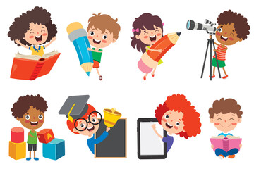 Happy Kid Studying And Learning