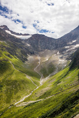 High mountain road through the Susten Pass in the Swiss Alps