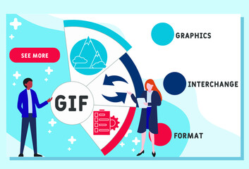 Vector website design template . GIF - Graphics Interchange Format acronym. business concept background. illustration for website banner, marketing materials, business presentation, online advertising