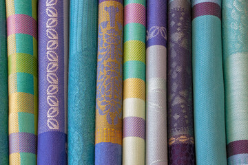 close up of colorful fabrics