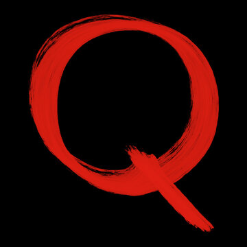 Q rouge sur fond noir