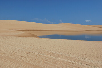 Fototapeta na wymiar Sand Dunes ans Lagoons in Lencois Maranhenses National Park, Brazil