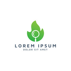 fire and magnifying glass negative space logo design