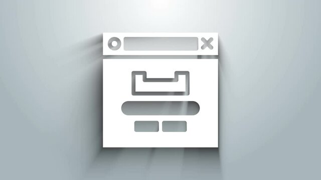 White Browser window icon isolated on grey background. 4K Video motion graphic animation