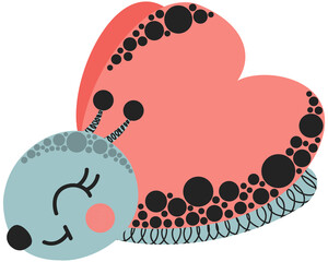 Cute cartoon butterfly flying in profile. Isolated children's illustration in gray-blue and coral colors on a white background. Cheerful insect. For printing on children's clothing, sticker. Vector.