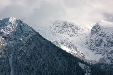 Snow covered mountain top in the austrian alps