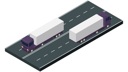Isometric truck trailer with container