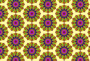 Colorful mandala ornament pattern isolated on yellow background vector design